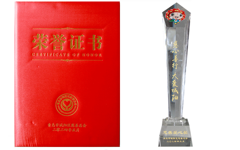 城陽區(qū)慈善愛心獎榮譽證書
